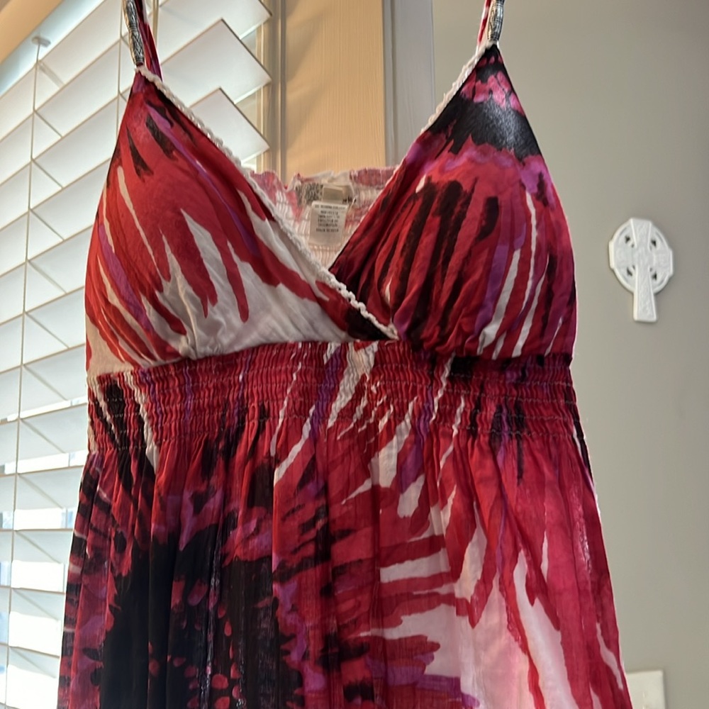 Derek heart women’s floral boho dress red/ white/pink size medium